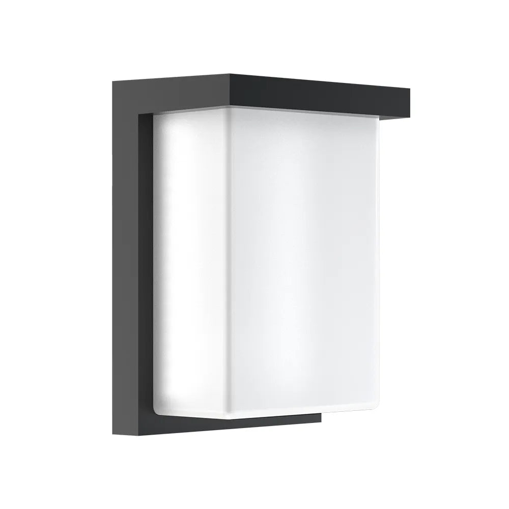 Short black rectangular wall light isolated unlit perspective