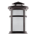 Oil-rubbed-bronze cylindrical wall lantern front view, matching exact manufacturer spec photograph