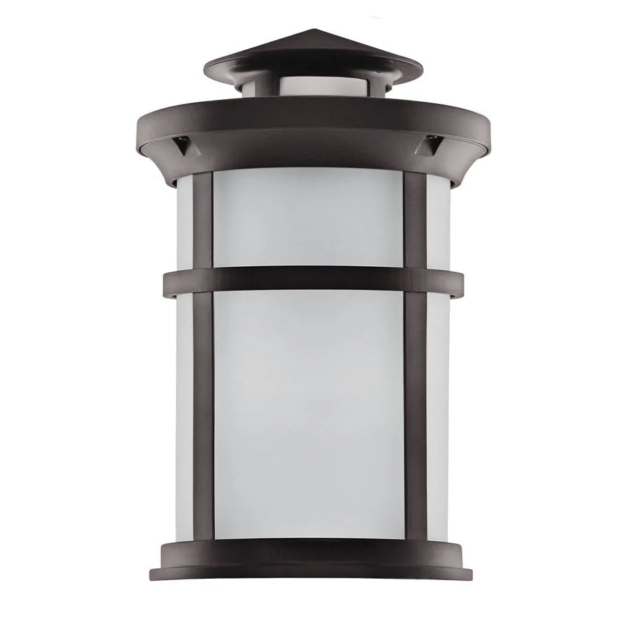 Oil-rubbed-bronze cylindrical wall lantern front view, matching exact manufacturer spec photograph