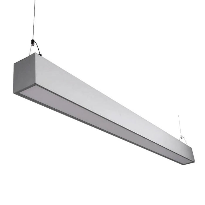 Silver architectural linear pendant isolated perspective