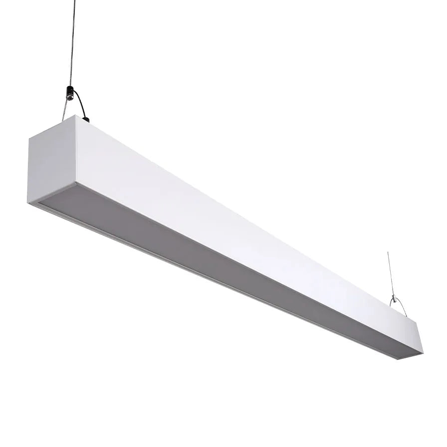 White architectural linear pendant isolated perspective