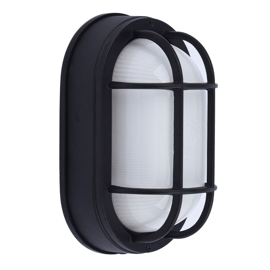 Black oval bulkhead wall light perspective