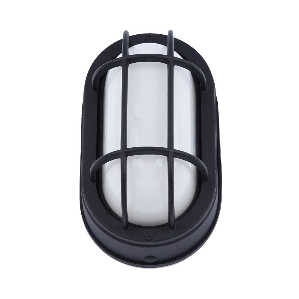 Black oval bulkhead wall light vertical perspective