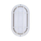 White oval bulkhead wall light front view