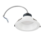 White round commercial downlight with conduit and leads