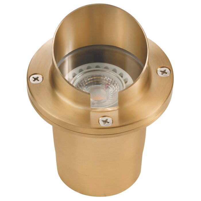 Natural brass hooded round well light