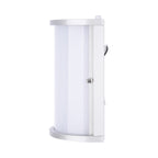 Brushed-nickel half-cylinder wall sconce side view