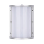 Brushed-nickel half-cylinder wall sconce front view
