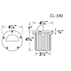 Half-moon hooded adjustable round well light dimensional drawing