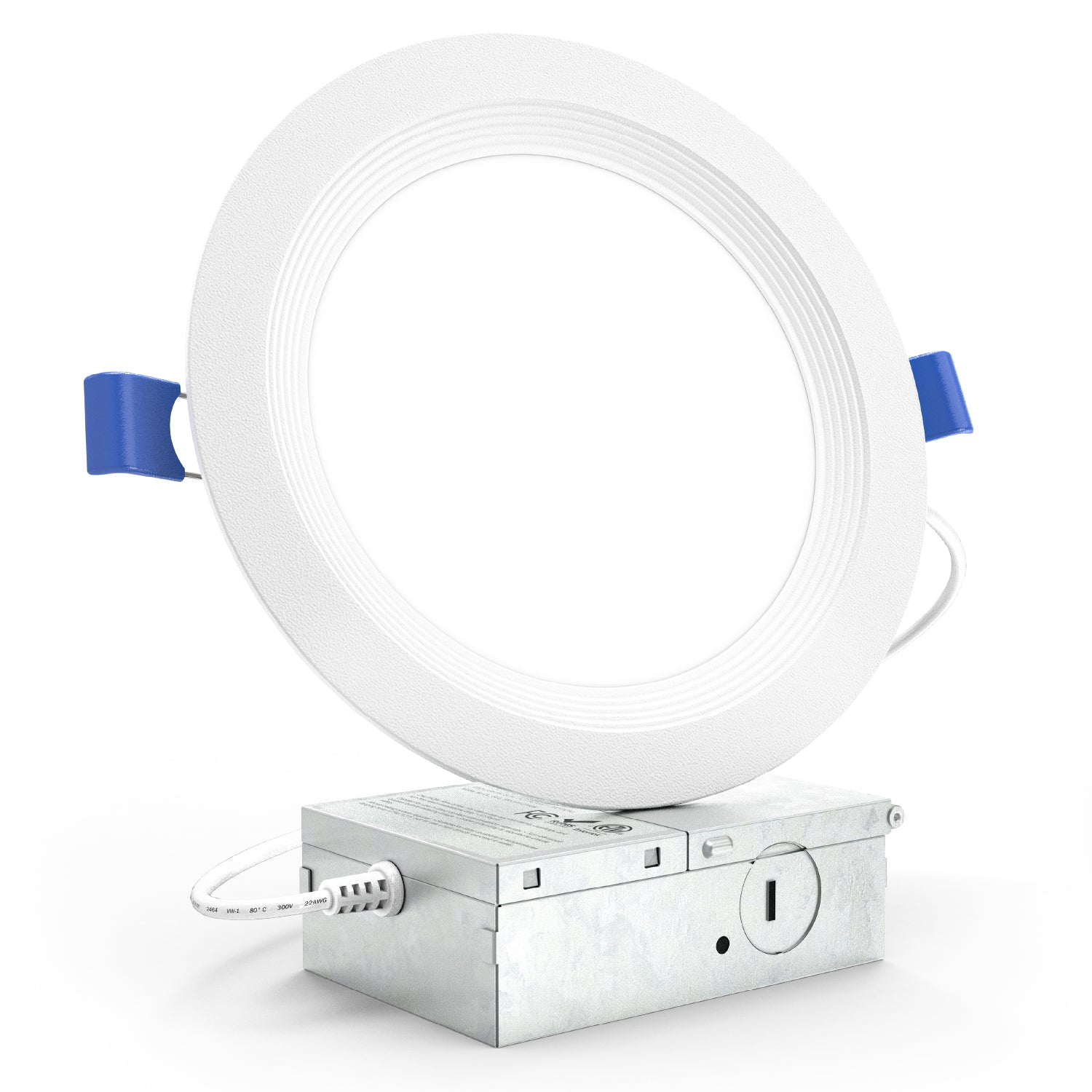 The all-in-one Sunco 6-inch Slim LED downlight with baffle trim includes everything you need to quickly install it. Includes junction box, wires, wire nuts, springs, and is dimmable from 100% to 10%. IC Rated for use near insulation in a ceiling, this LED Downlight does not require a recessed can to create beautiful, bright (850lm) light. Since it offers such a slim profile, this LED fixture can fit in up to 2-inch minimum clearance for adding downlights to narrow ceilings and crawl spaces.