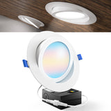 Recessed LED Lighting, 6 Inch, Slim Eyeball Gimbal, Selectable CCT, 1350 Lumens