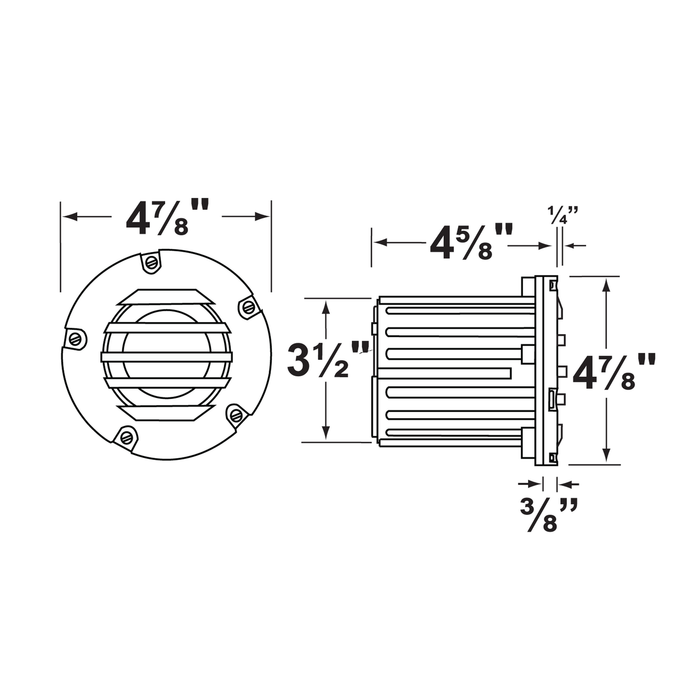 4-Louver step light in Black, dimensional drawing
