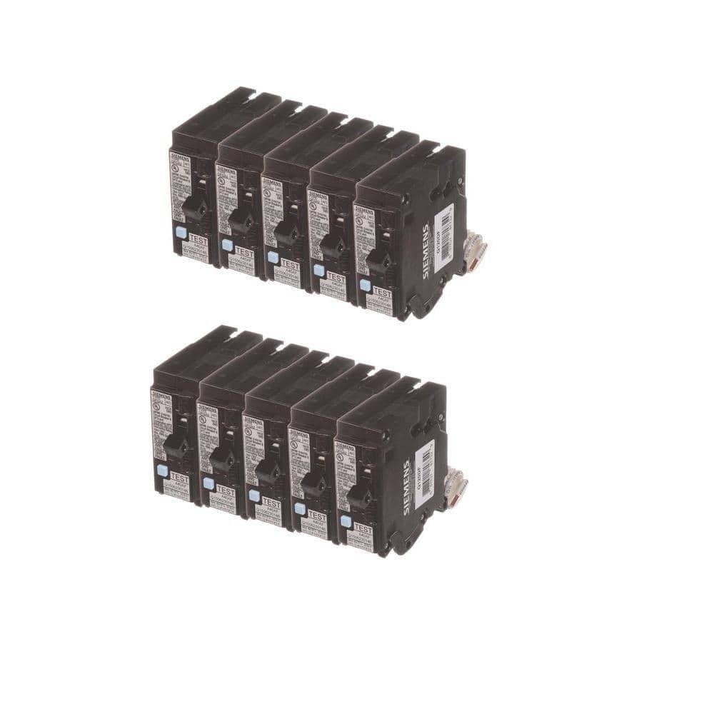 Siemens 20 Amp Single-Pole Dual Function Circuit Breakers (10-Pack, model BUNQDF10, product view