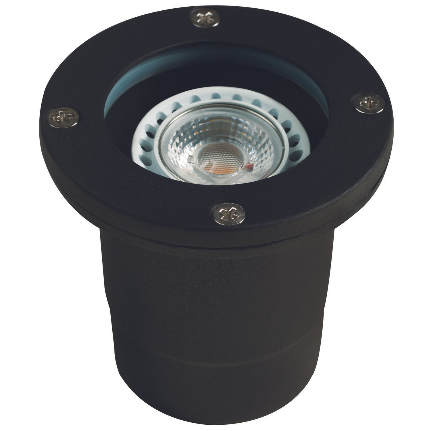 Black open-face round well light