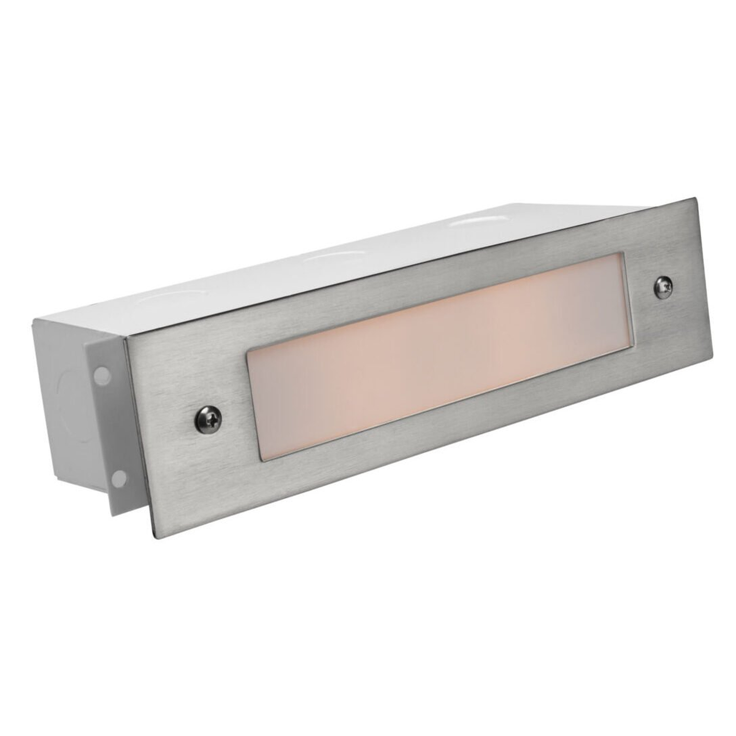 Brass Lensed Brick step light in Silver Plated, front view