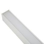 White architectural linear pendant diffuser close-up