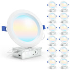 Recessed LED Lighting, 6 Inch, Slim, Baffle Trim, Selectable CCT, 1200 Lumens