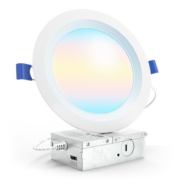 Recessed LED Lighting, 6 Inch, Slim, Baffle Trim, Selectable CCT, 1200 Lumens