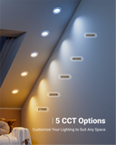 Recessed LED Lighting, 6 Inch, Slim Gimbal, Selectable CCT, 900 Lumens