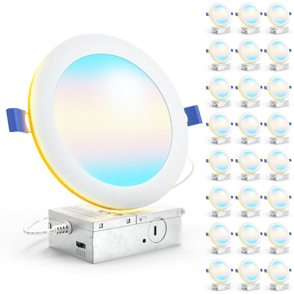 Recessed LED Lighting, 6 Inch, Night Light, Slim, Wafer Thin, Selectable CCT, 1500 Lumens
