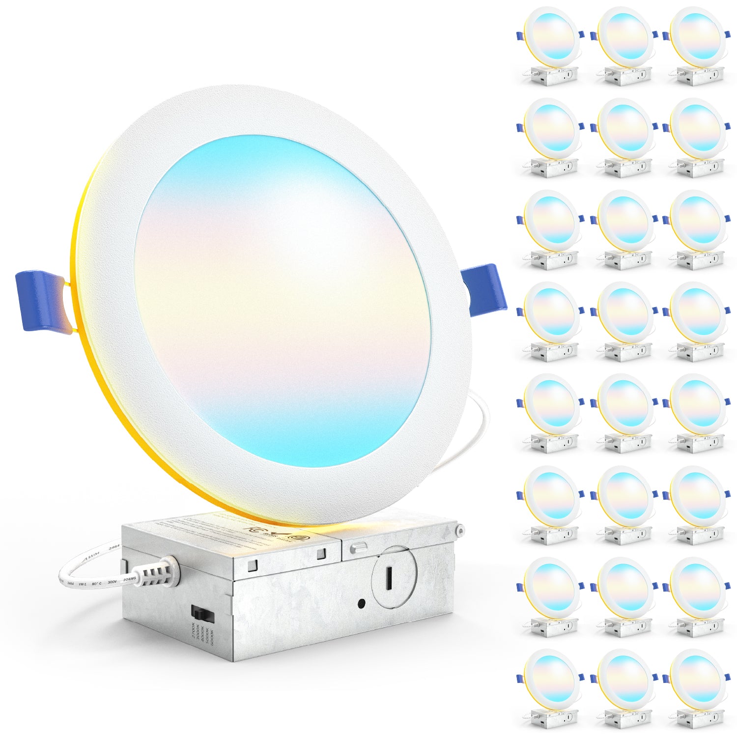 Recessed LED Lighting, 6 Inch, Night Light, Slim, Wafer Thin, Selectable CCT, 1500 Lumens