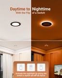 Recessed LED Lighting, 6 Inch, Slim, Wafer Thin, Night Light, Black Trim, Selectable CCT, 1500 Lumens