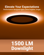 Recessed LED Lighting, 6 Inch, Slim, Wafer Thin, Night Light, Black Trim, Selectable CCT, 1500 Lumens