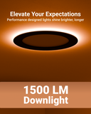 Recessed LED Lighting, 6 Inch, Slim, Wafer Thin, Night Light, Black Trim, Selectable CCT, 1500 Lumens