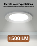 Recessed LED Lighting, 6 Inch, Slim, Baffle Trim, Night Light, Selectable CCT, 1500 Lumens