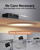 Recessed LED Lighting, 6 Inch, Slim, Baffle Trim, Night Light, Selectable CCT, 1500 Lumens