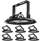 UFO High Bay 150W Plug & Play LED Fixture with U-Bracket, 2-Step Install, 19500 Lumens