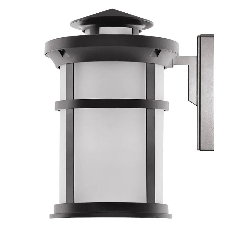 Brushed-bronze cylindrical wall lantern side/front view