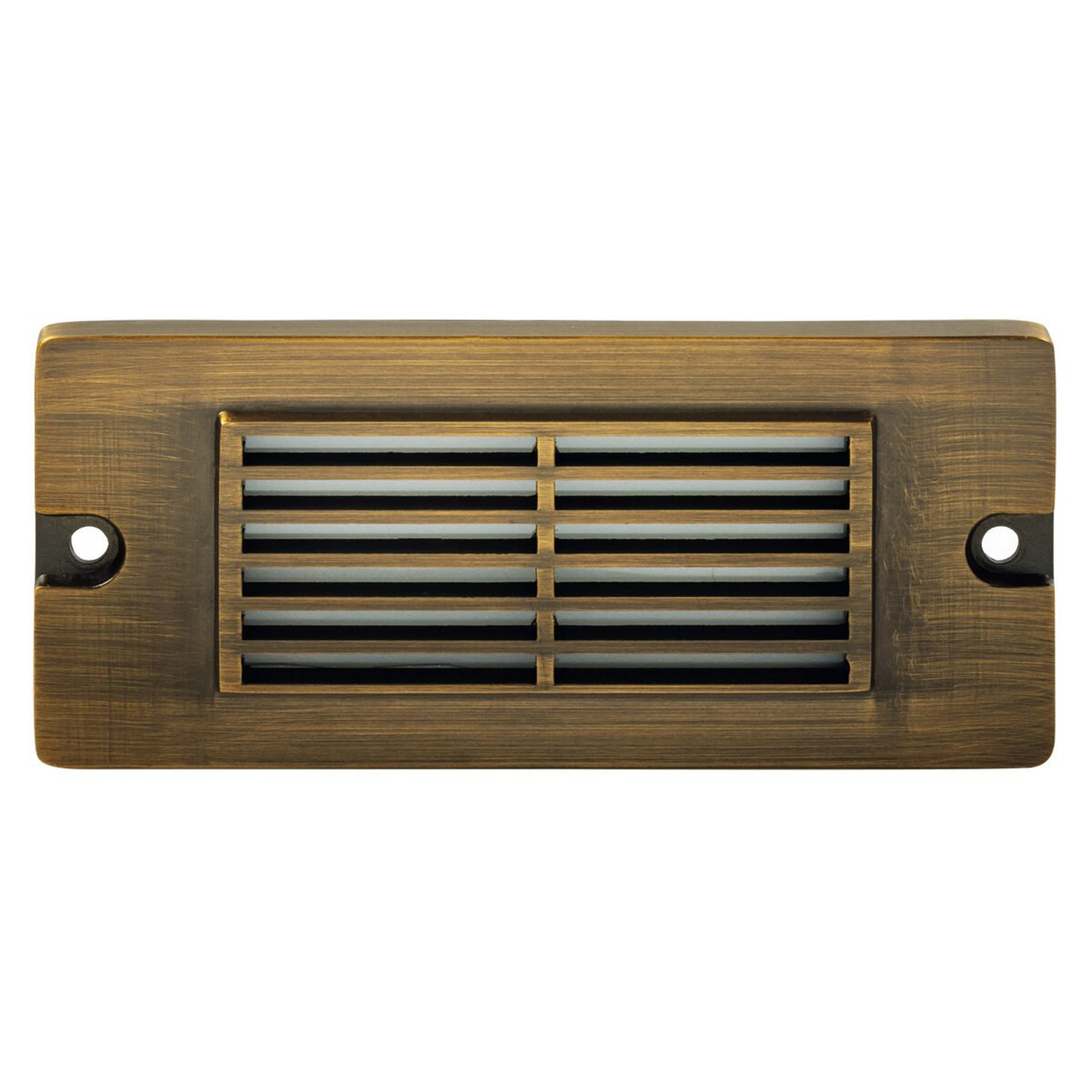 Brass louvered backless box step light in Antique Bronze finish