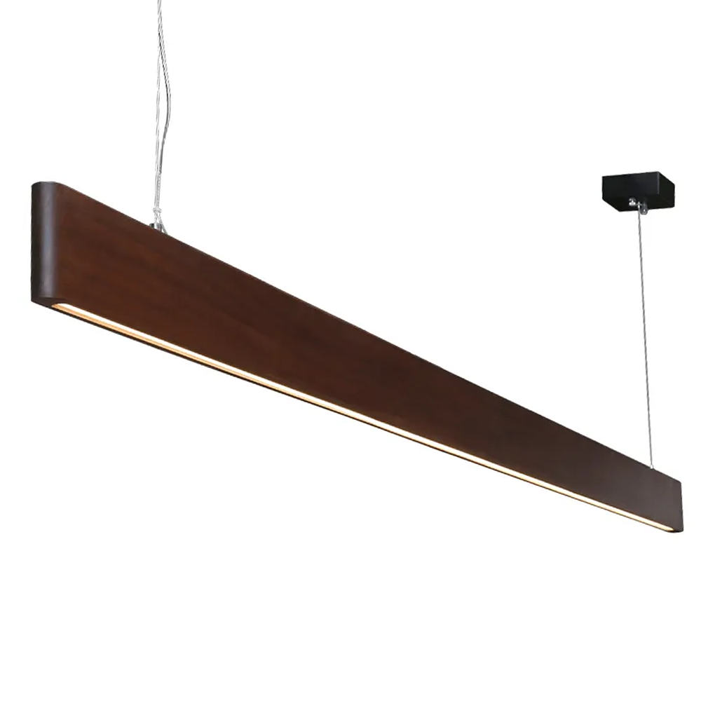 Walnut long linear pendant isolated perspective
