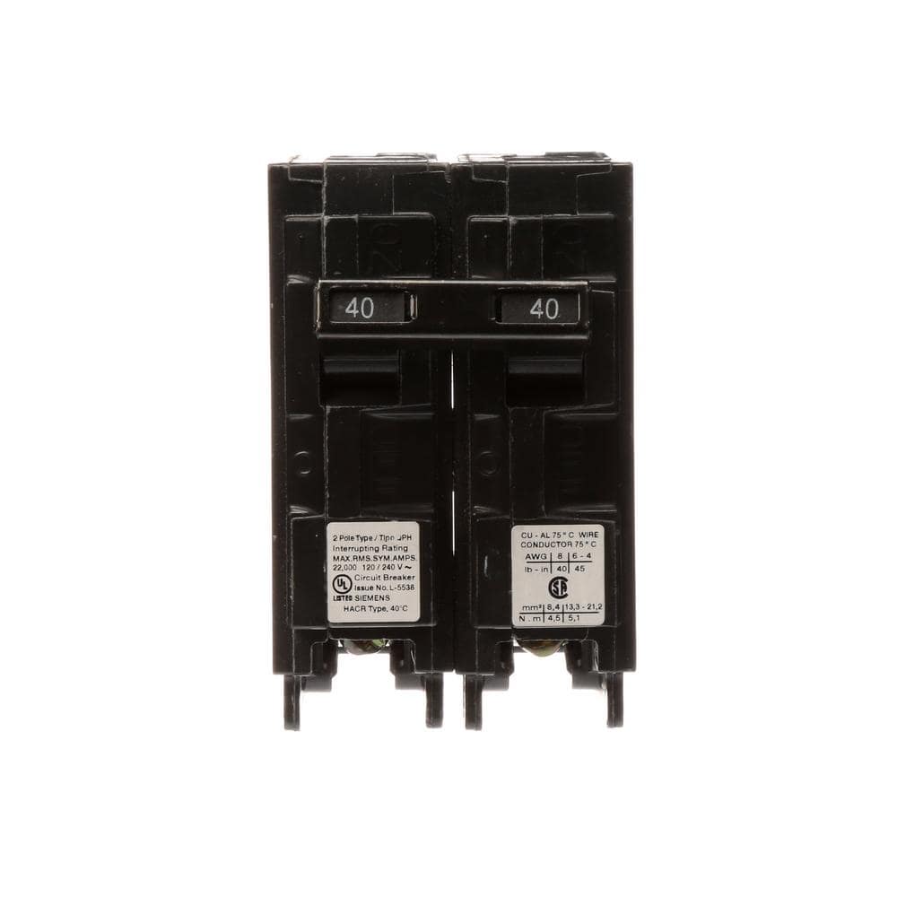 Siemens Type QPH Double-Pole 22kA Circuit Breaker, model Q260H, product label detail