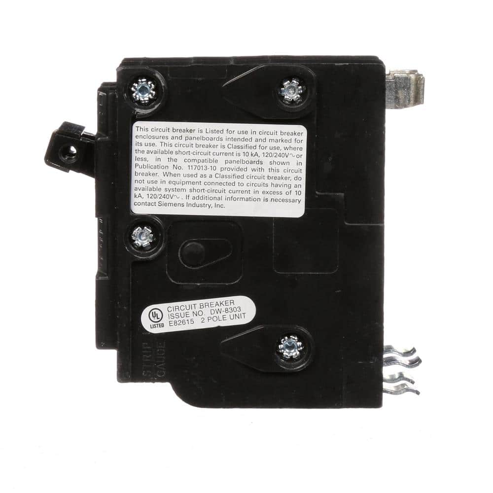 Siemens Type QD Double-Pole Replacement Circuit Breaker, model D220, product label detail, image 8