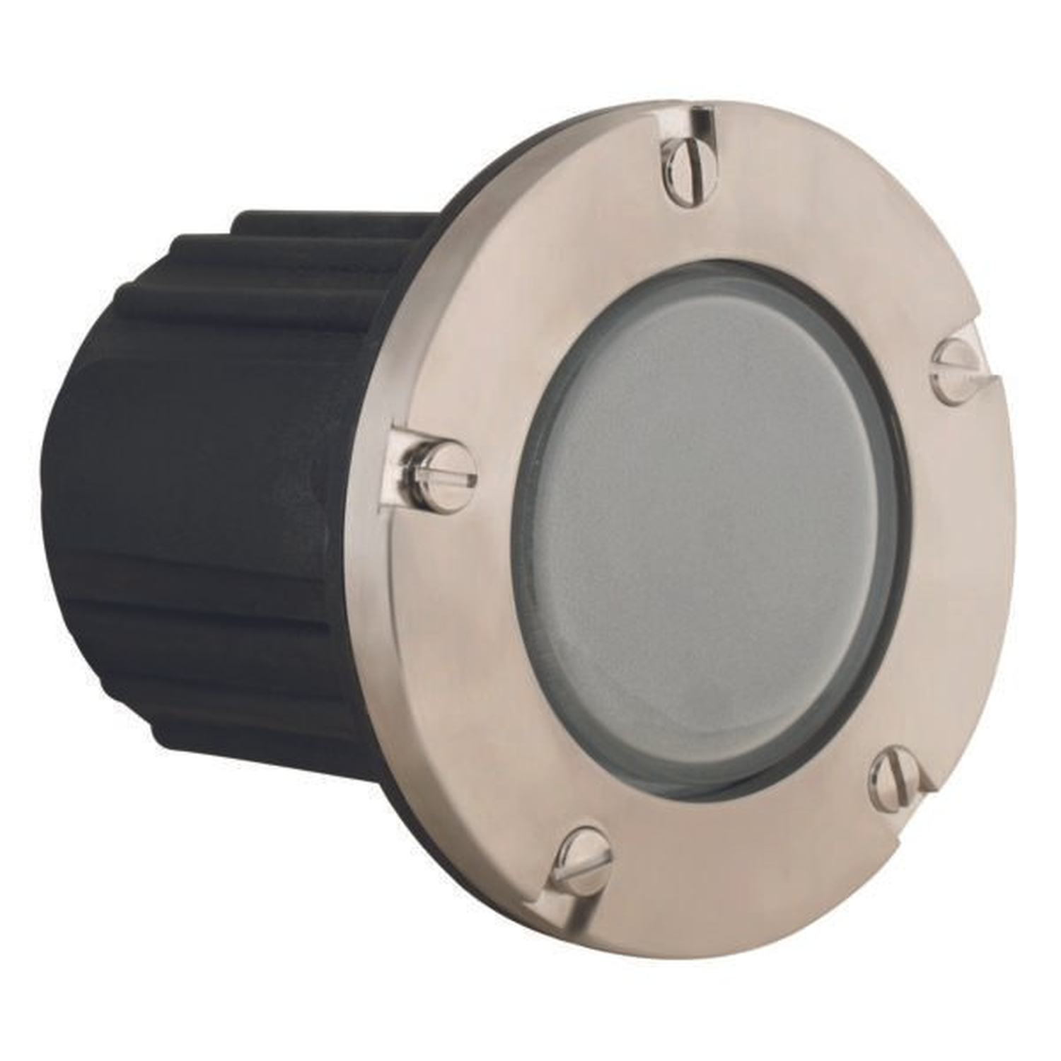 Stainless Steel lensed round step light - front product view