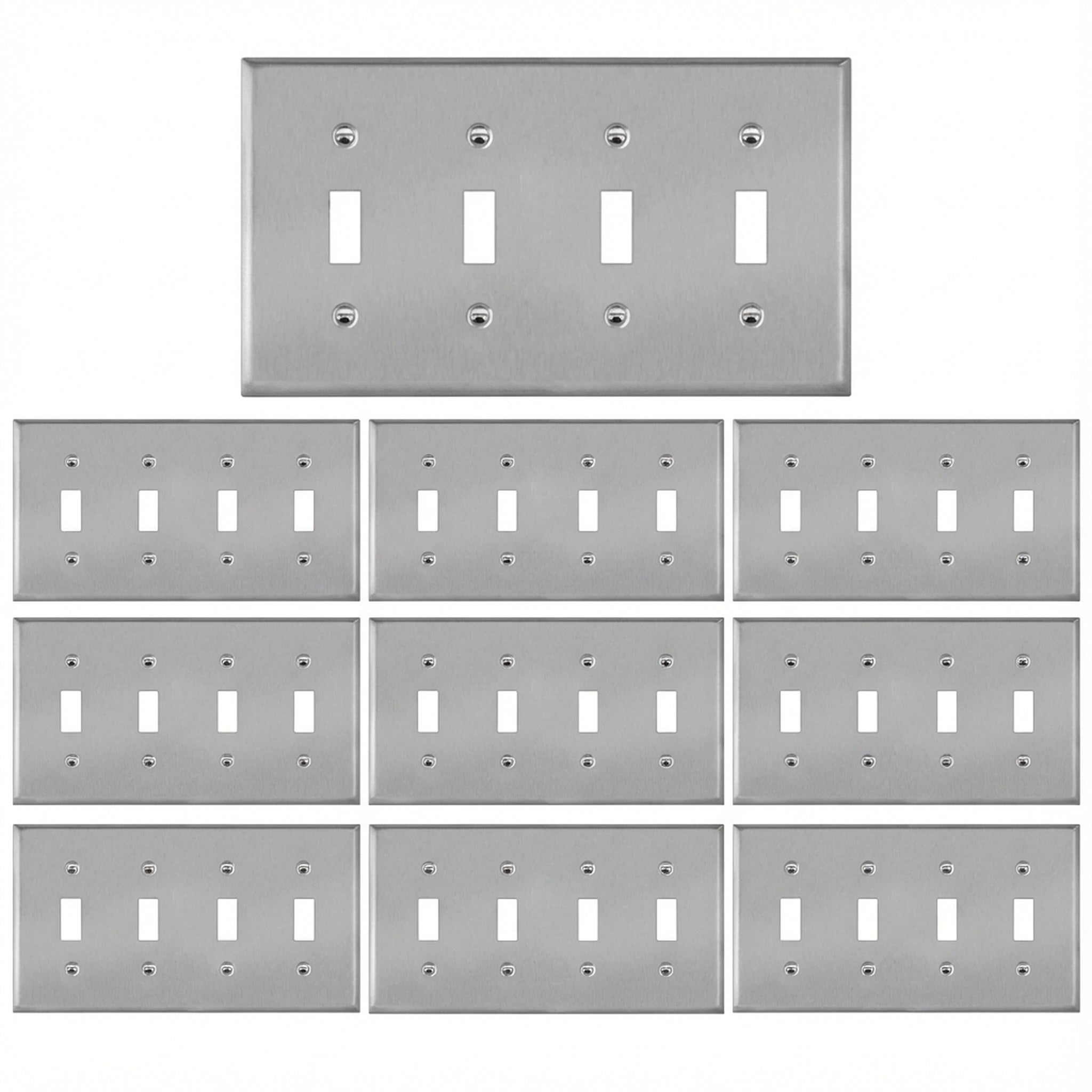 Enerlites Toggle Switch Four-Gang Metal Wall Plate, Mid-Size