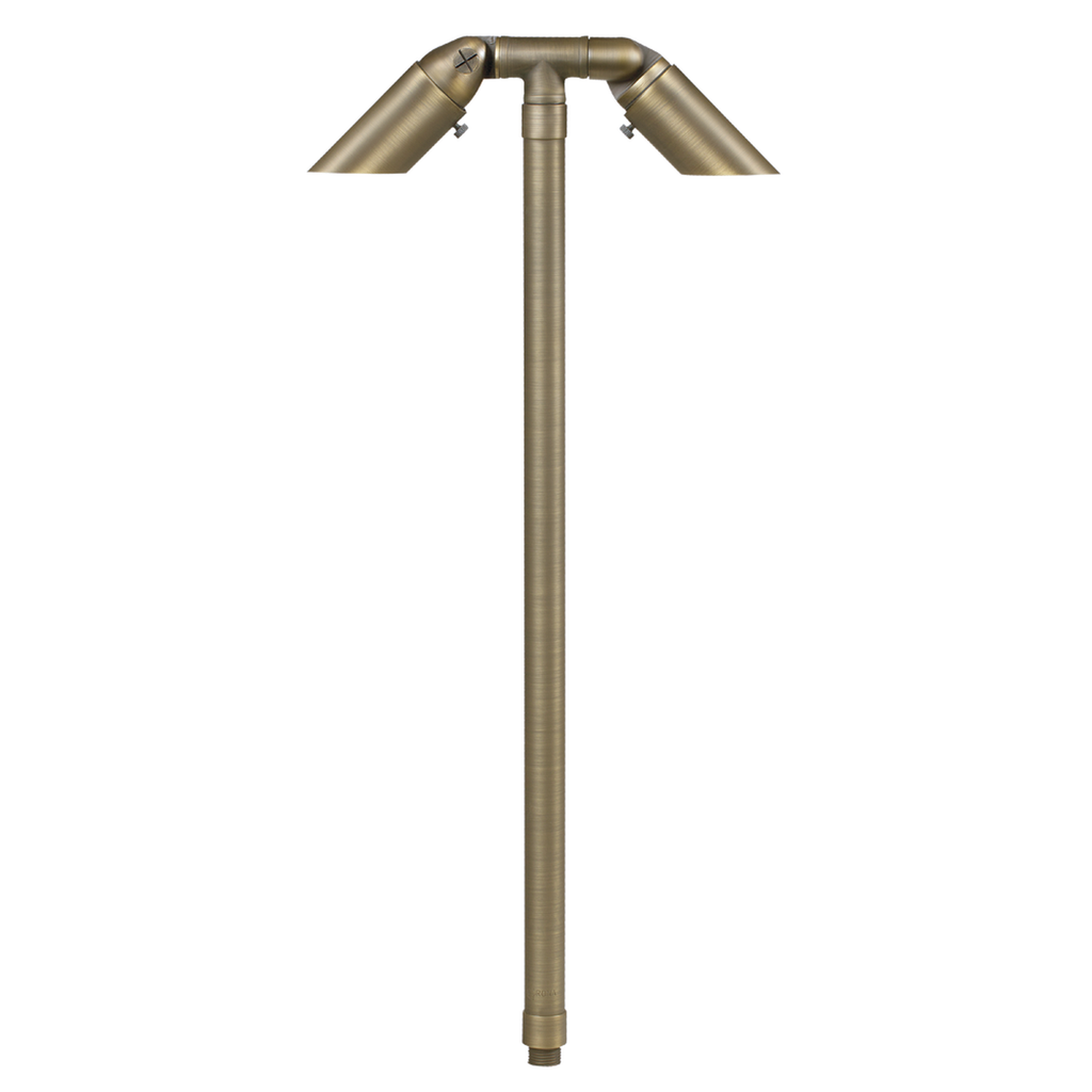 Brass Double-Head Path Light in Antique Bronze, close product view