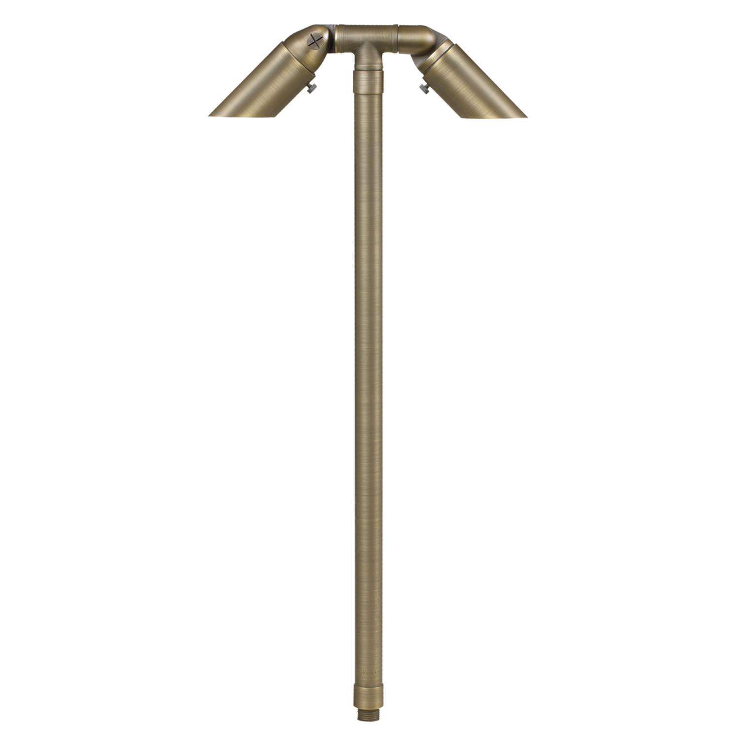Brass Double-Head Path Light in Antique Bronze, close product view
