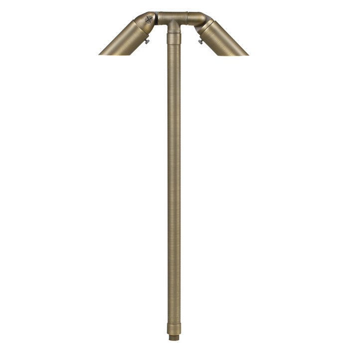 Brass Double-Head Path Light in Antique Bronze, close product view