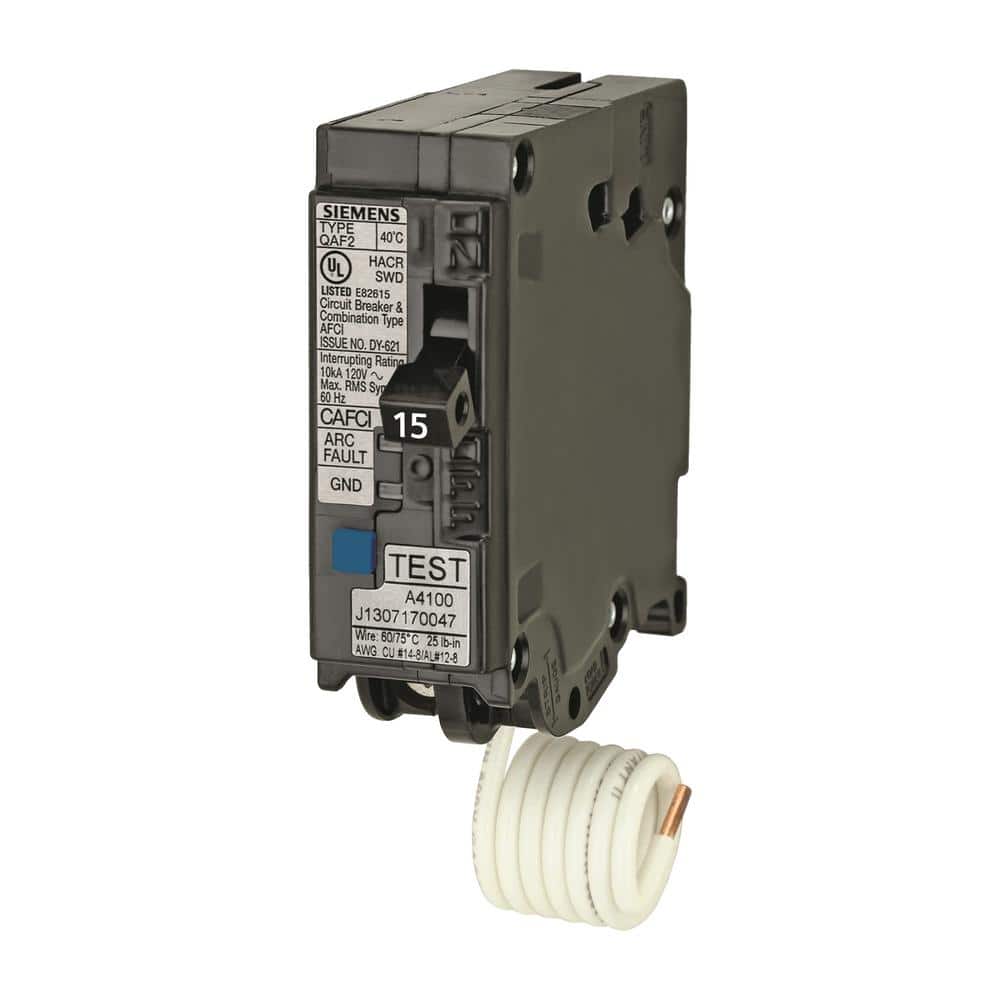 Siemens 1-Pole Combination AFCI Circuit Breaker, model QA120AFCP, product label detail, image 13