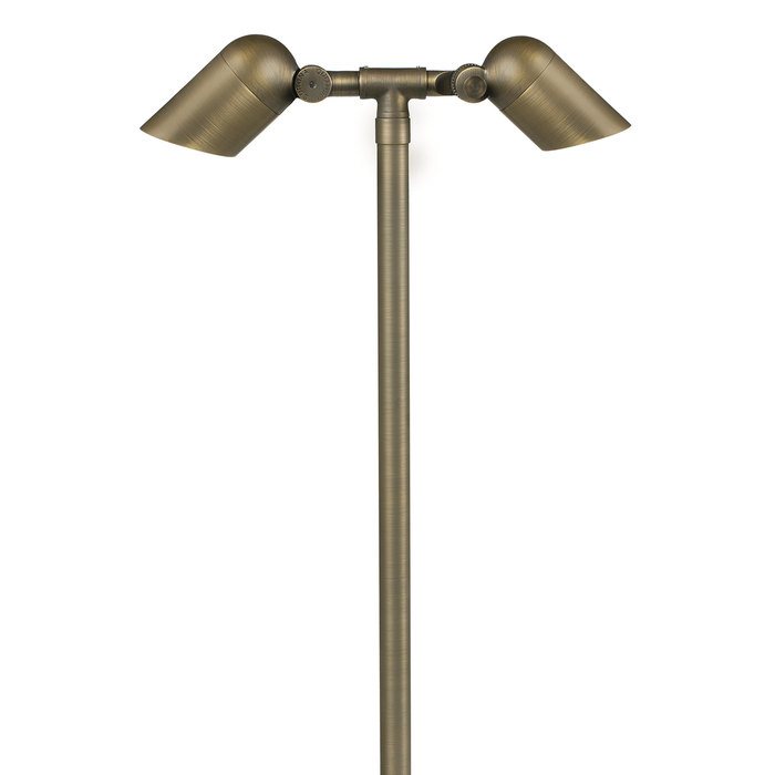 Brass Mini Twin Path Light in Antique Bronze, close product view