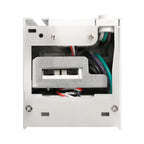 White architectural linear pendant end/component detail