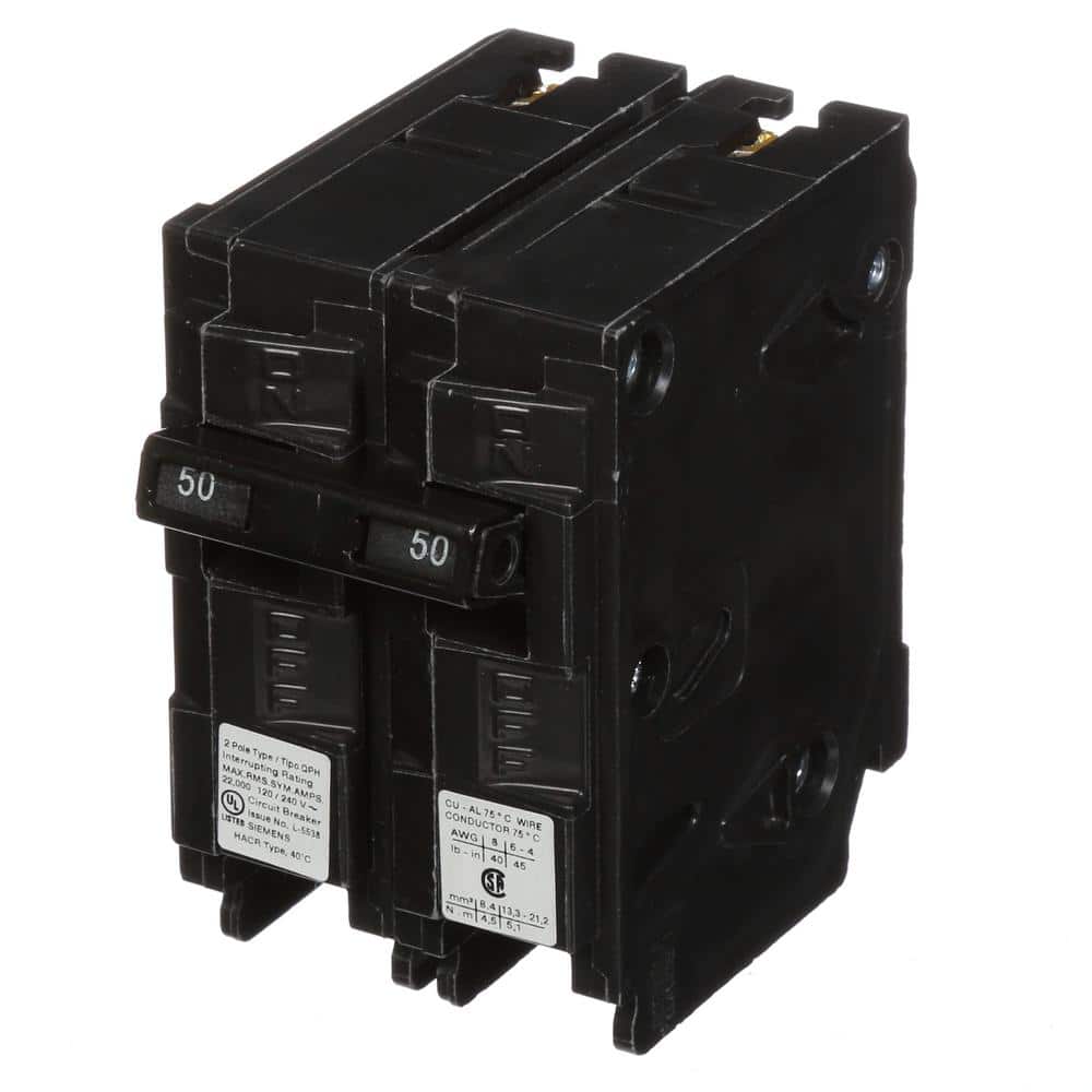 Siemens Type QPH Double-Pole 22kA Circuit Breaker, model Q220H, product label detail, image 13