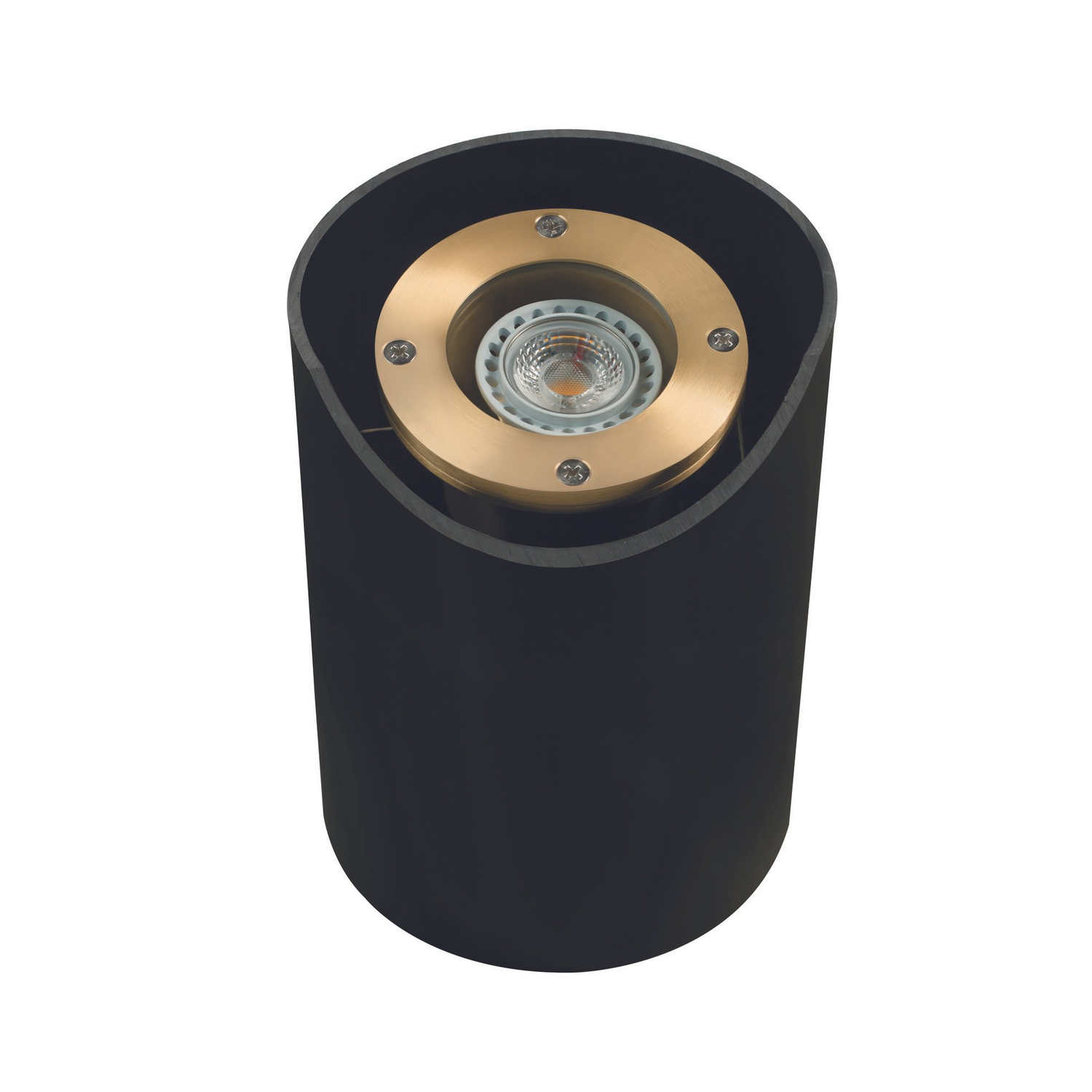 Natural brass open-face shielded-sleeve well light, alternate view