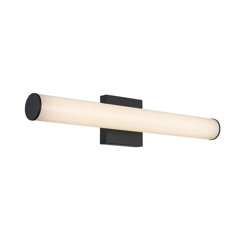 Black linear vanity light isolated perspective