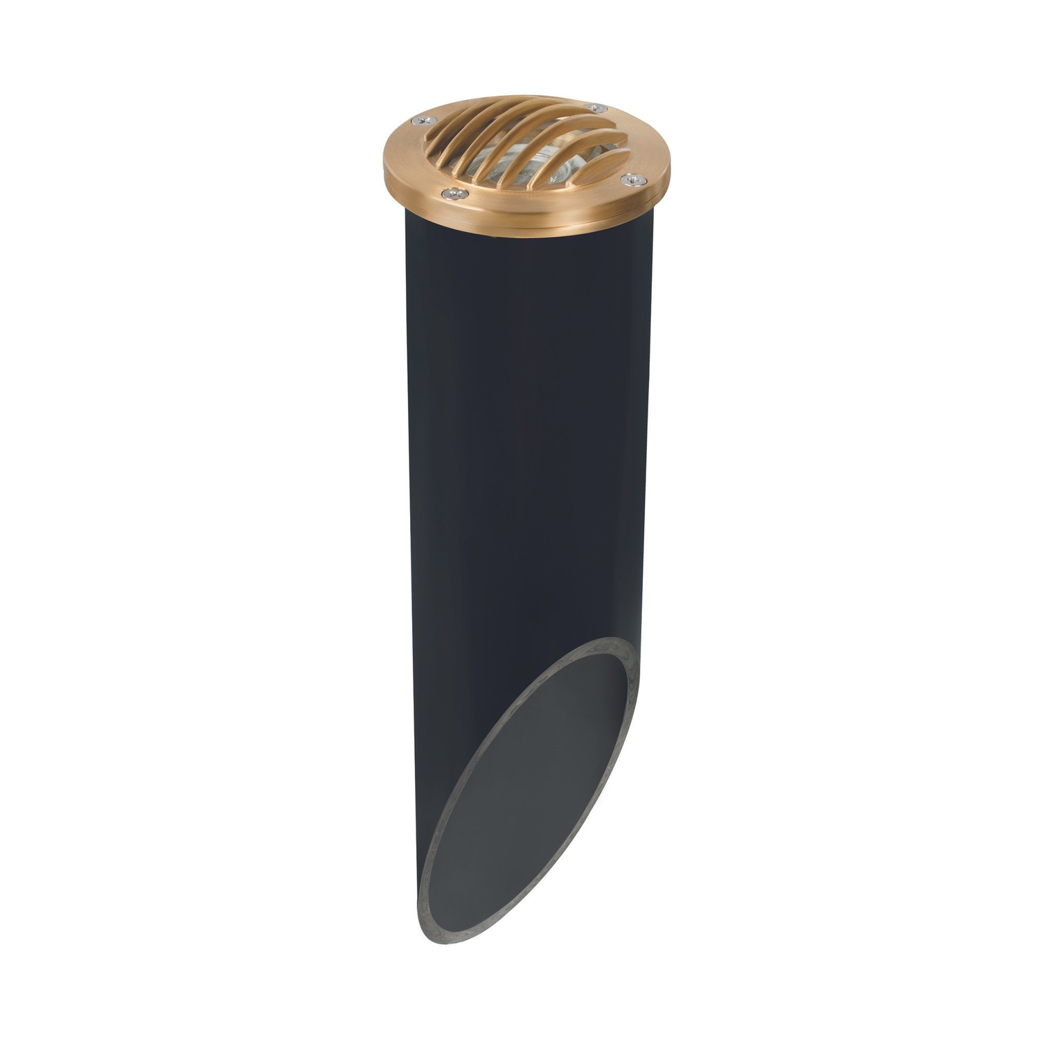 Natural brass louvered deep-sleeve well light, alternate view