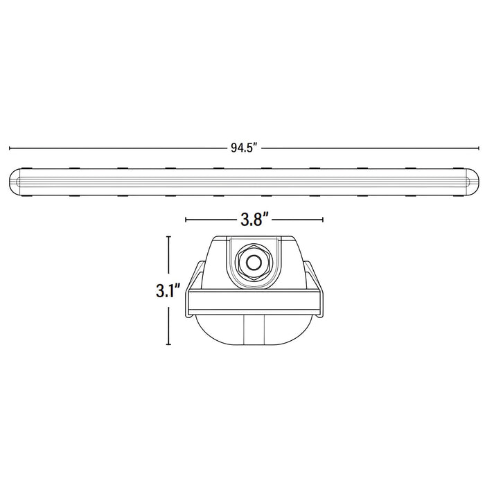 Dimension of vapor tight led light fixture or 8 foot led light fixture