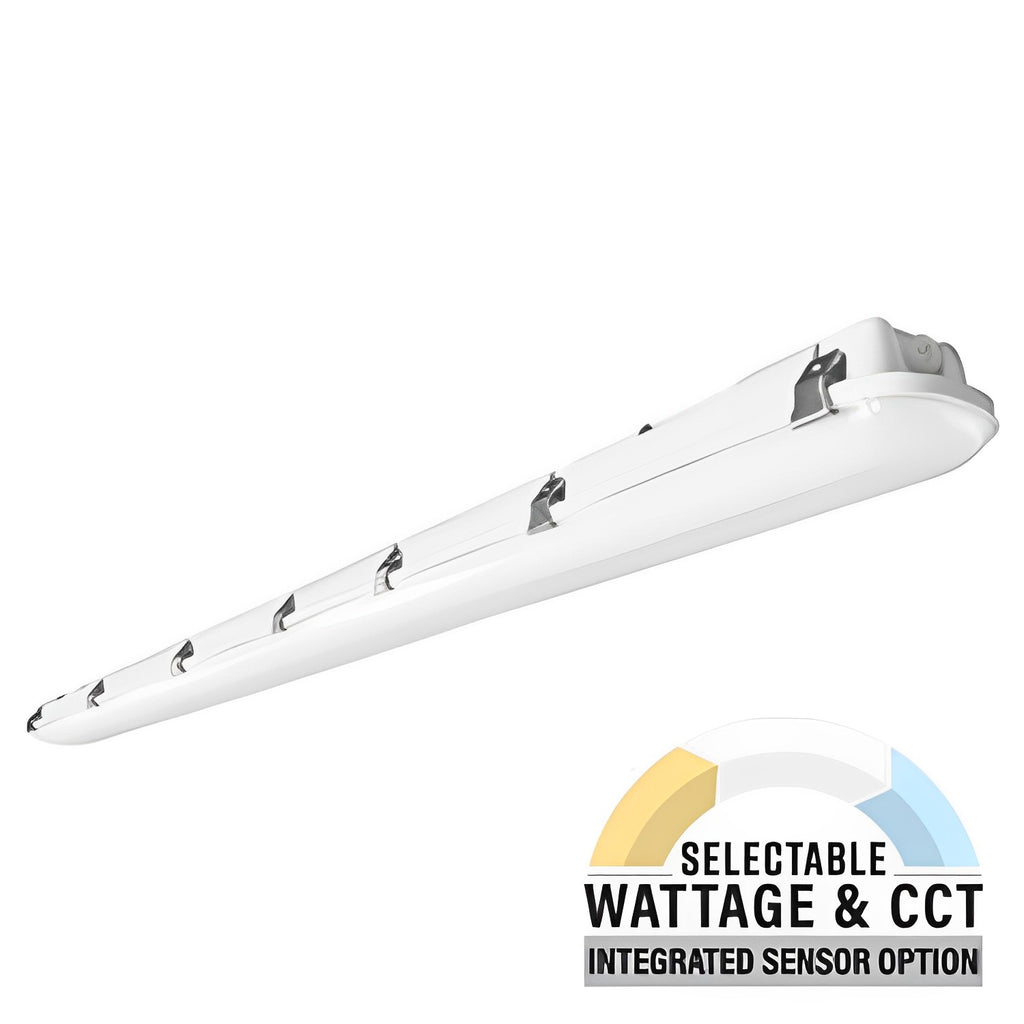 8ft LED Vapor Tight Fixture, 90W/75W/65W, Selectable Wattage & CCT, 11 ...